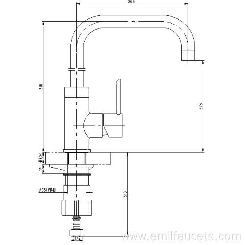 Single handle copper kitchen water faucet